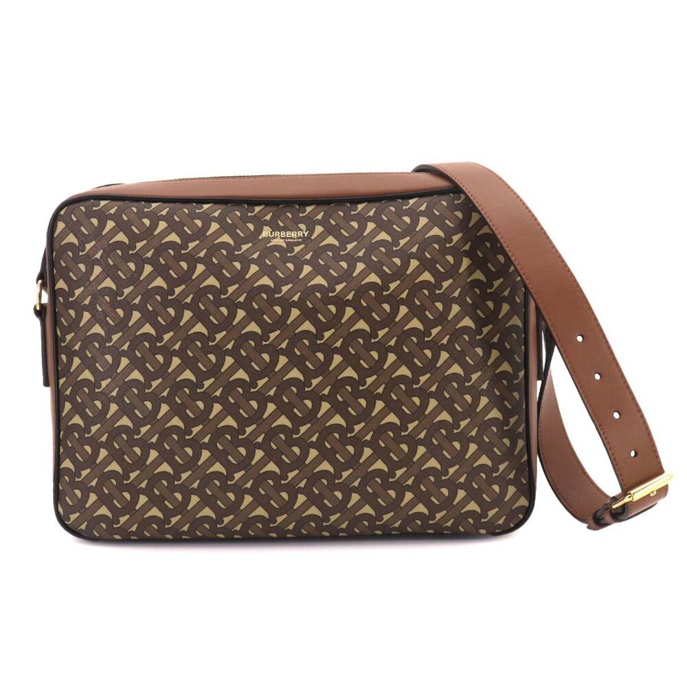 Burberry TB Monogram Shoulder Handbag, Leather, Brown, 8022188, Gold Hardware